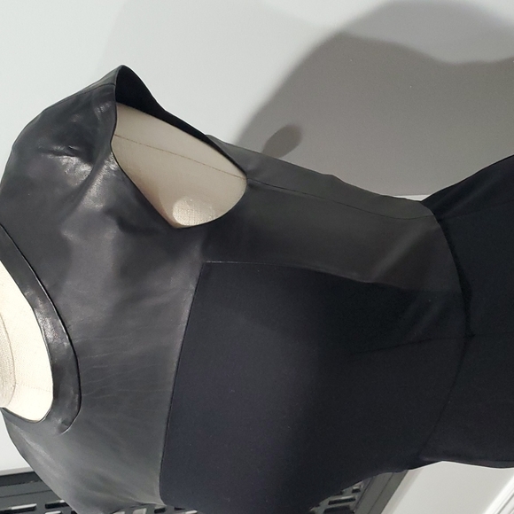 Theory Jada Leather Cap Sleeve Jersey Shealth Dress Size 2 - Picture 4 of 10